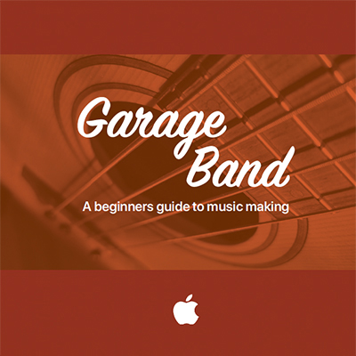 The cover of a manual on the basics of Garage Band.