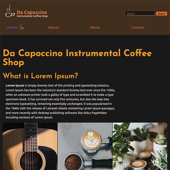 A tradefaire website based around a fake coffee shop called Da Capoccino.