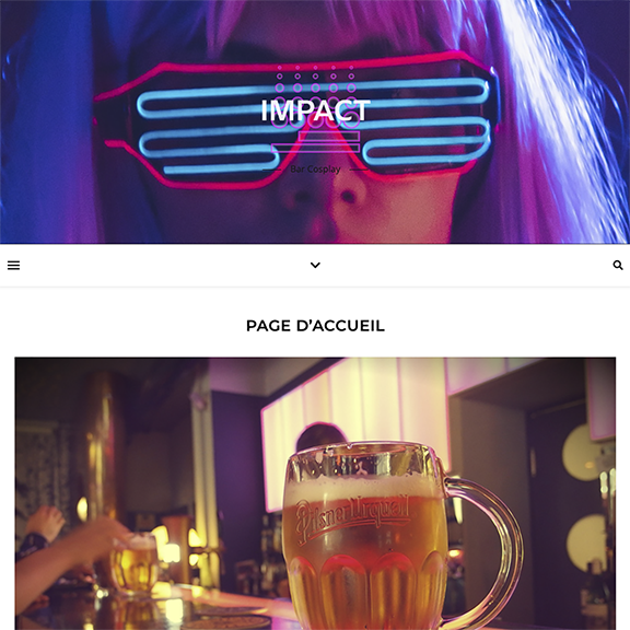 A website for a cosplay bar called 'Impact'