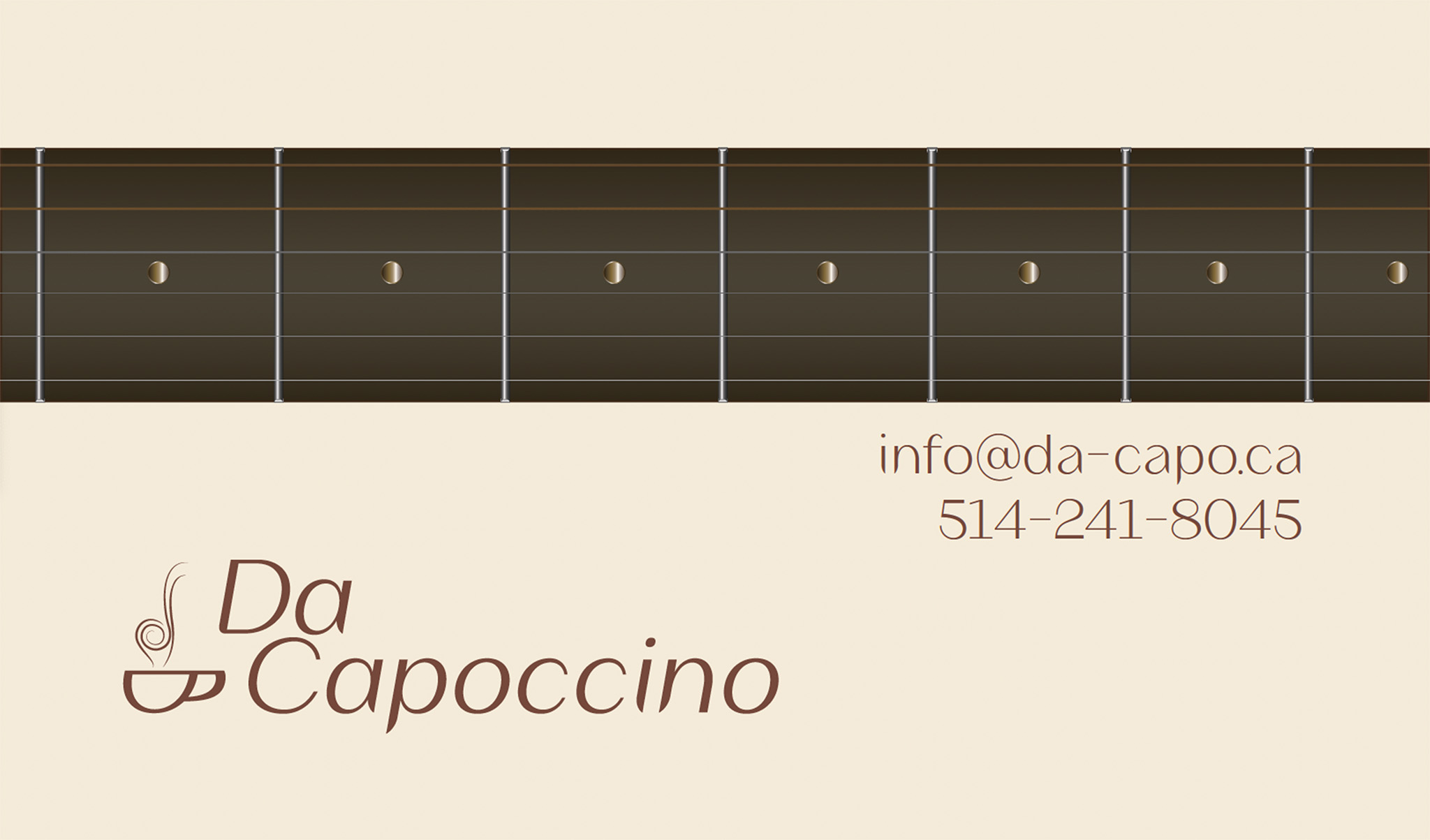 The front of a business card for Da Capoccino.