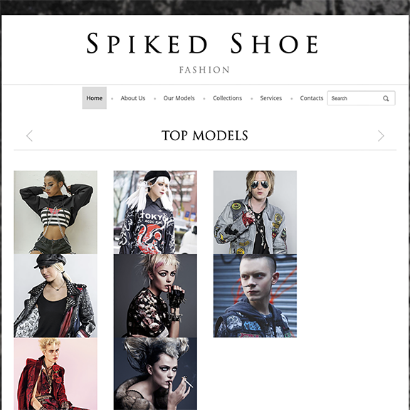 A website for a fake fashion company called 'Spiked Shoe'