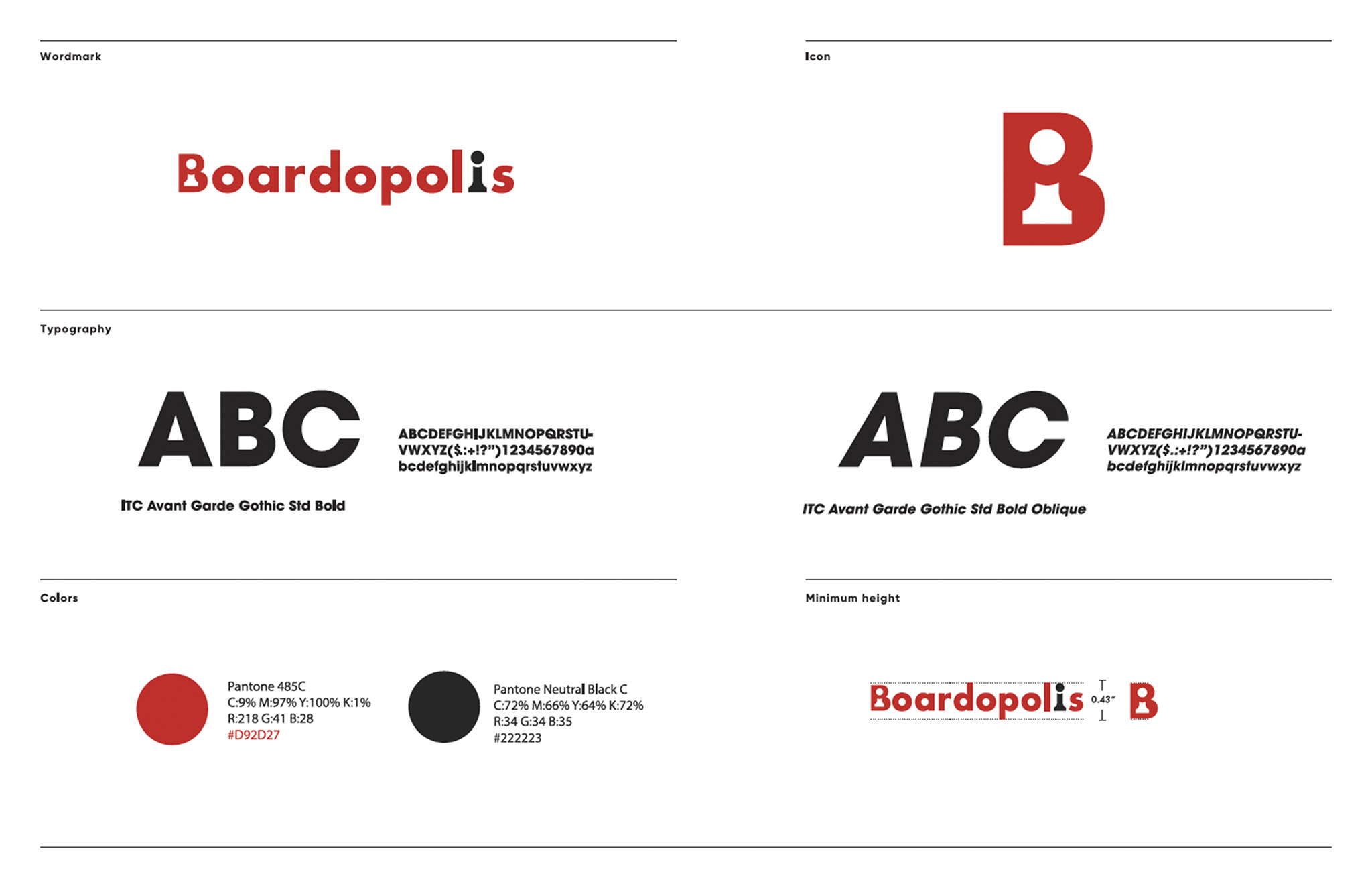 The complete stationary set for the company 'Boardopolis'.